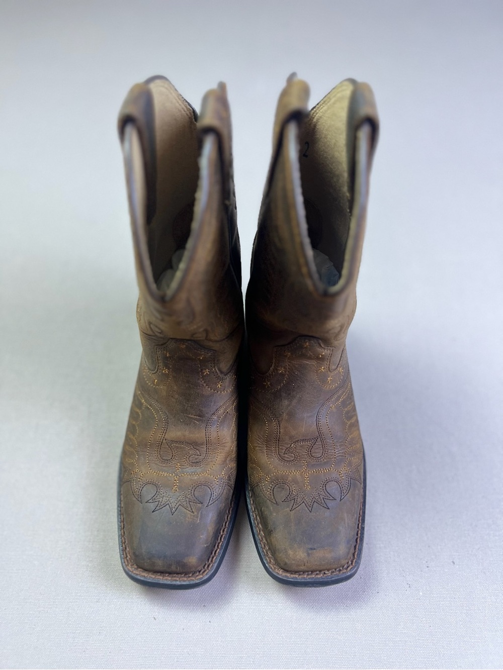 Ariat Cowboy Boots Western Brown Leather Kids Size 2
